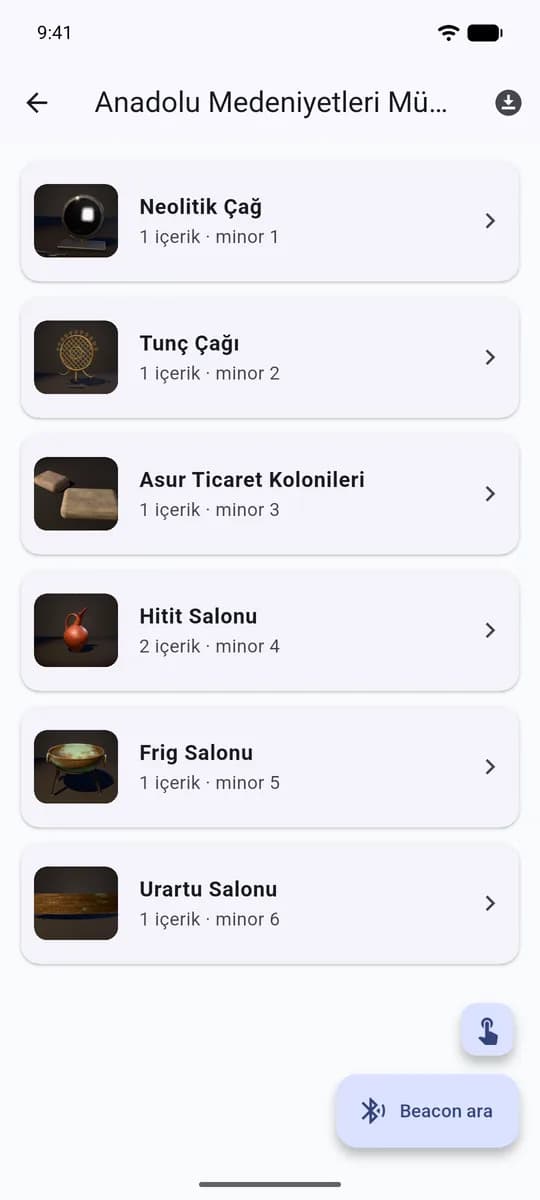 Müzenin durakları ve işaretçi tarama