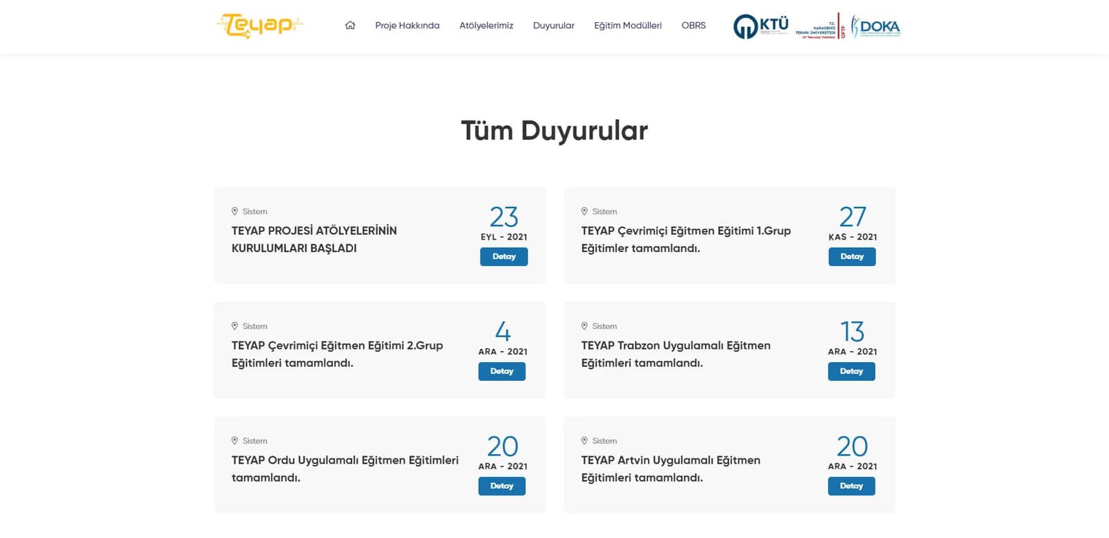 Duyurular sayfası